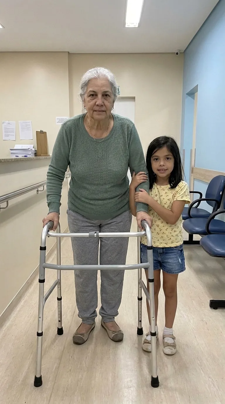 Maria aos 64 anos, bordando na mesa da cozinha às 5h da manhã